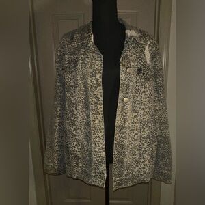 Ashley Mason Black and Gray Animal Print Jean Jacket